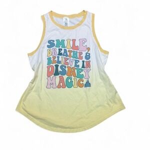 Disney magic yellow & white 100% organic cotton tank top Size M
